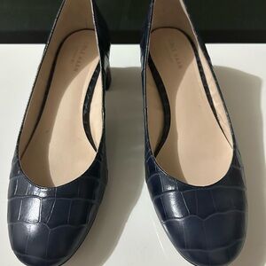 Cole Haan Women's Dark Blue Croc-Patterned Heels